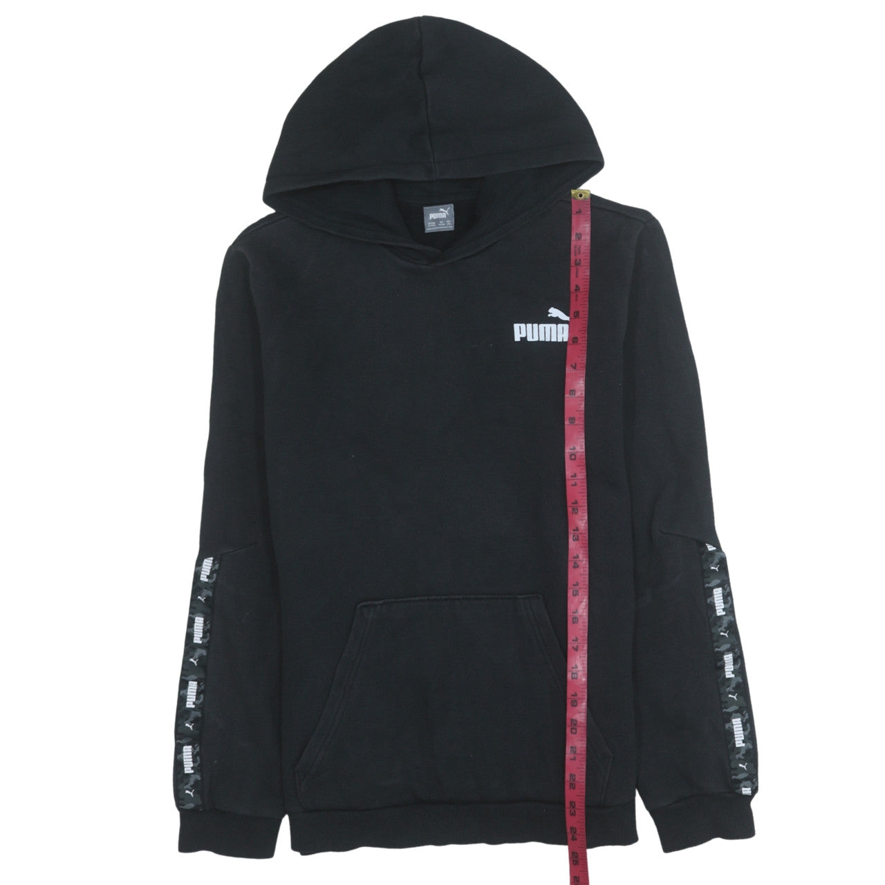 Puma Boys Black Hoodie 15-16 Years Pullover Fleece Logo Hooded Sweatshirt