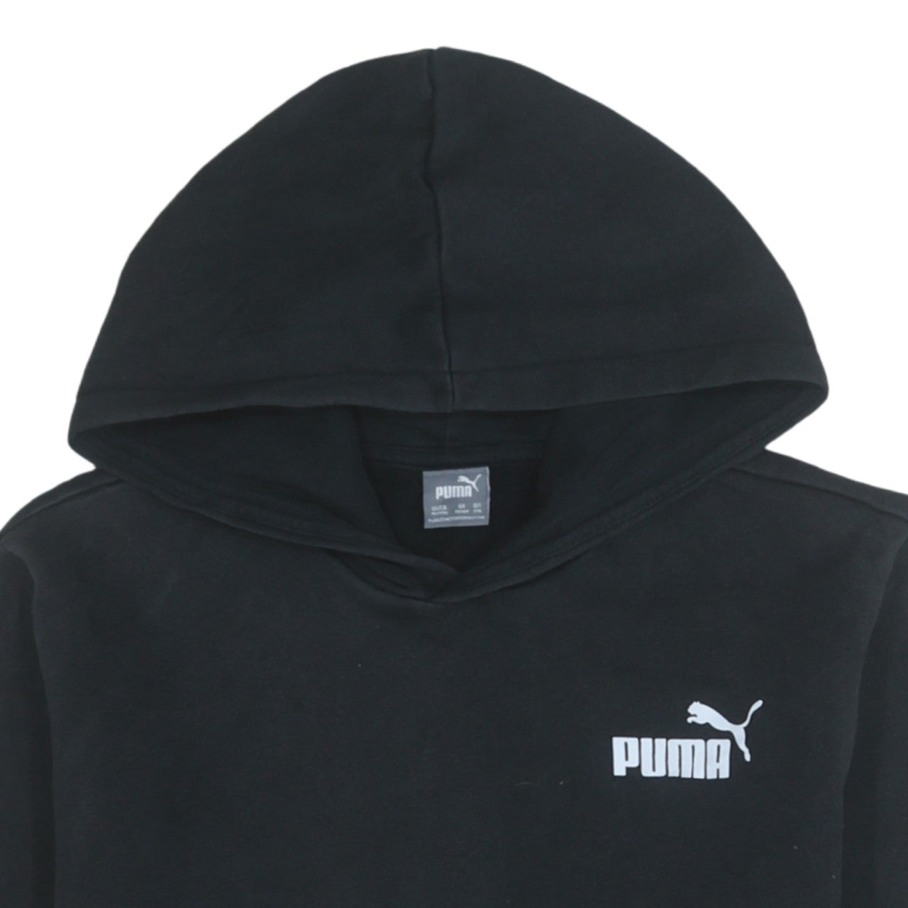 Puma Boys Black Hoodie 15-16 Years Pullover Fleece Logo Hooded Sweatshirt