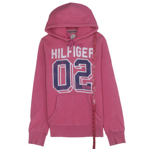 Tommy Hilfiger Women Pink Hoodie Medium Pullover Cotton Blend Casual