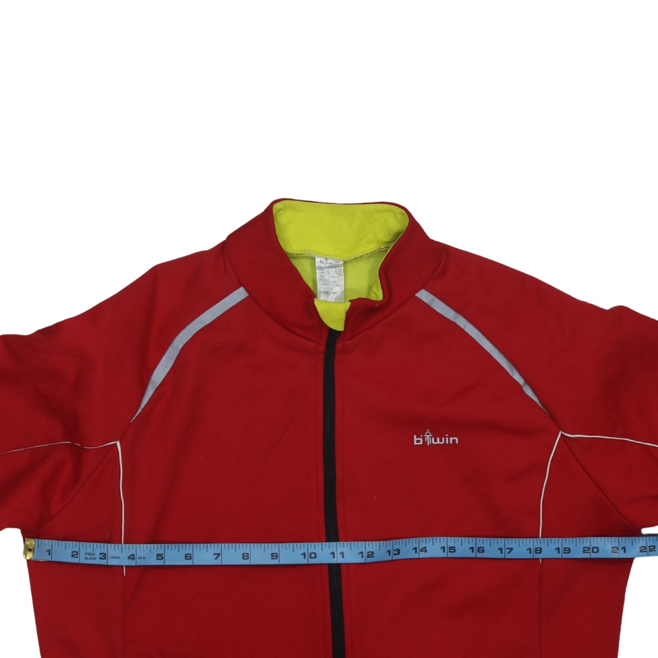 B'Twin Men's Red Cycling Track Jacket L Reflective Full Zip Softshell
