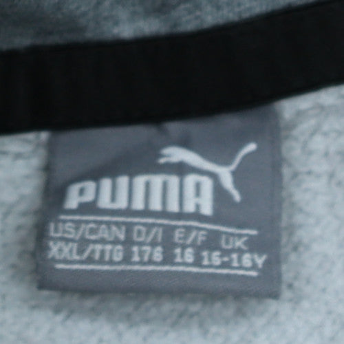 Puma Boys Grey Pullover Fleece Hoodie 15-16 Years Logo Sportswear