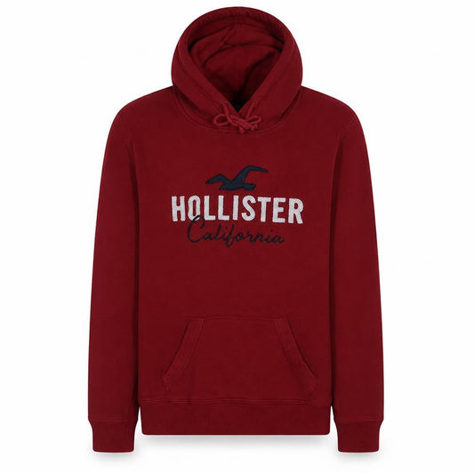 Hollister Men's Red Pullover Hoodie M Embroidered Logo Fleece