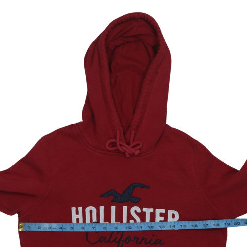 Hollister Men's Red Pullover Hoodie M Embroidered Logo Fleece