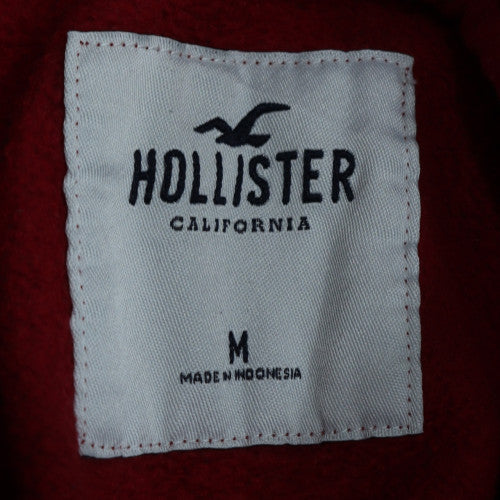 Hollister Men's Red Pullover Hoodie M Embroidered Logo Fleece