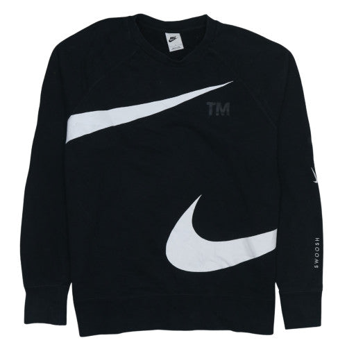 Nike Women Black Large Pullover Sweatshirt Crew Neck Logo Cotton Blend