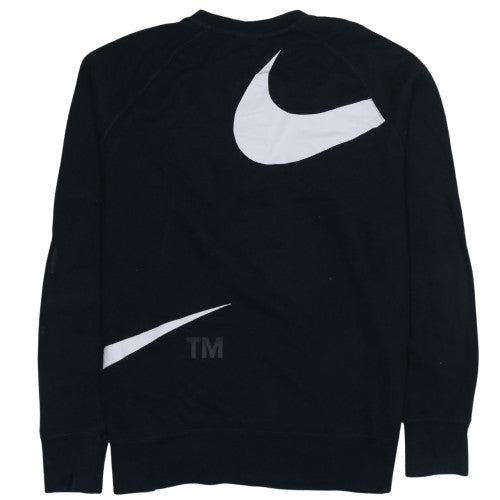 Nike Women Black Large Pullover Sweatshirt Crew Neck Logo Cotton Blend