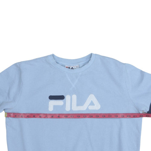 FILA Womens Light Blue Logo Sweatshirt L Cotton Blend Casual
