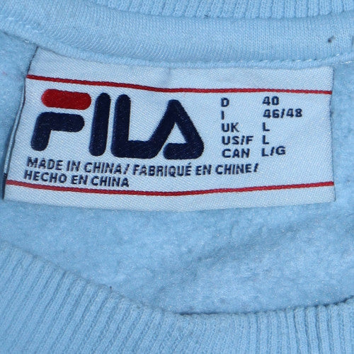 FILA Womens Light Blue Logo Sweatshirt L Cotton Blend Casual