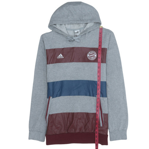 Adidas Men’s Grey Striped FC Bayern Munich Pullover Hoodie Size M