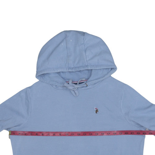U.S. Polo Assn Women Blue Pullover Hoodie L Cotton Blend Logo Sweatshirt