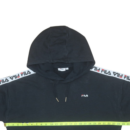 FILA Womens Black XL Plus Pullover Hoodie with Logo Trim