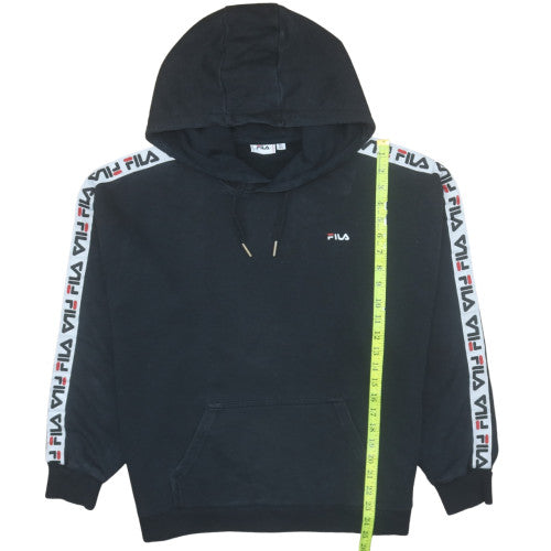 FILA Womens Black XL Plus Pullover Hoodie with Logo Trim