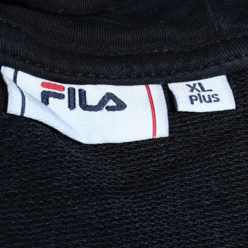 FILA Womens Black XL Plus Pullover Hoodie with Logo Trim