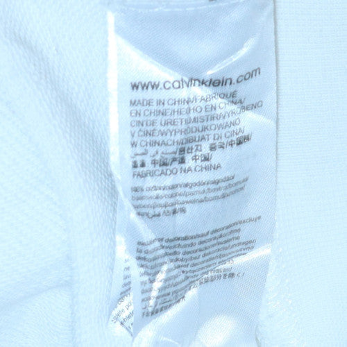 Calvin Klein Mens White Pullover Hoodie Medium Graphic Logo Jersey