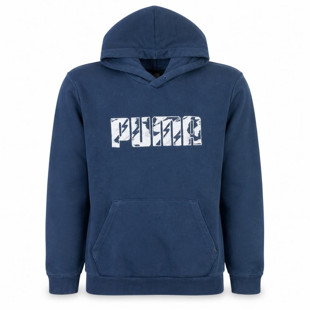 Puma Men's Blue Pullover Hoodie M Classic Logo Cotton Blend