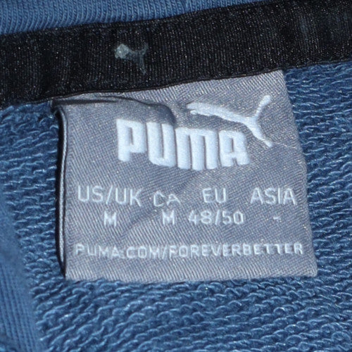 Puma Men's Blue Pullover Hoodie M Classic Logo Cotton Blend