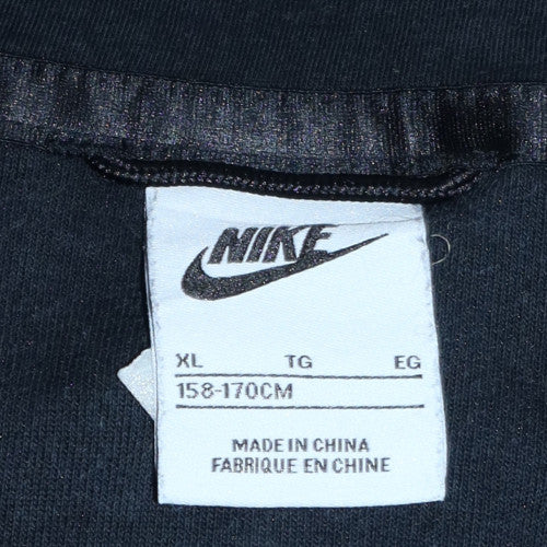 Nike Boys Black Full Zip Hooded Fleece Hoodie XL 158-170cm