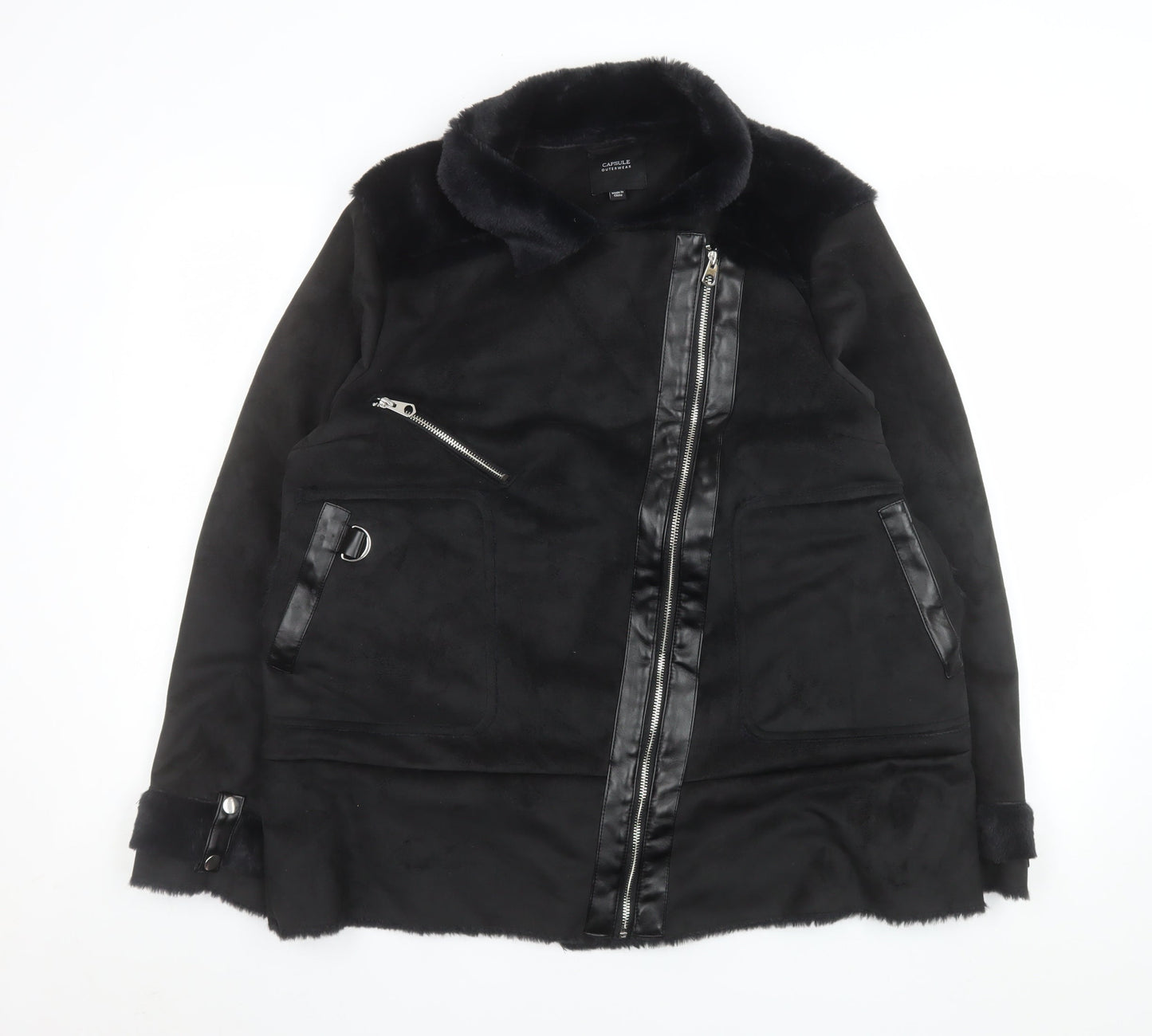 Capsule Outerwear Women's Black Faux Suede Biker Jacket Size 18