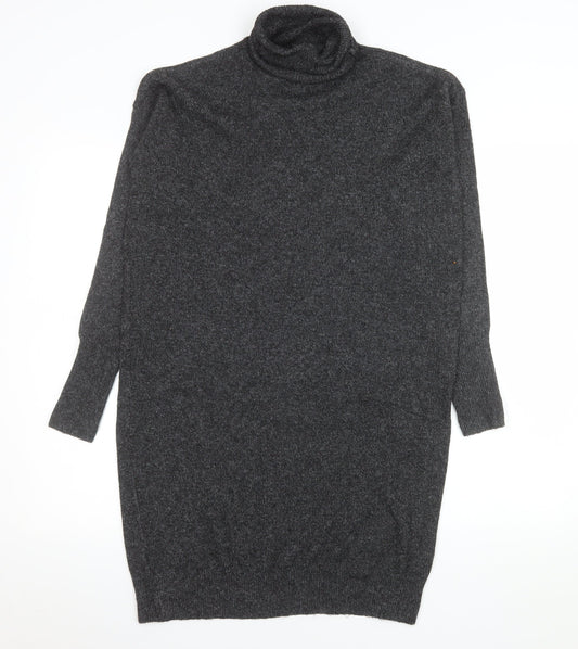 Vero Moda Women Grey Roll Neck Long Sleeve Jumper Dress XS