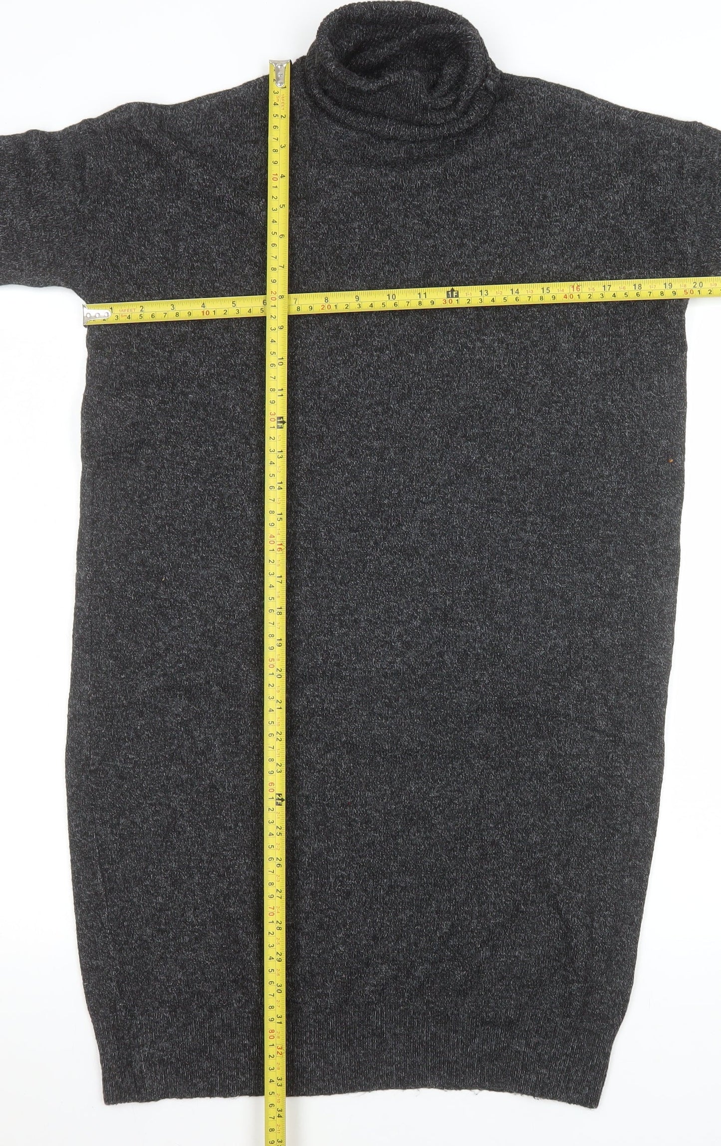 Vero Moda Women Grey Roll Neck Long Sleeve Jumper Dress XS