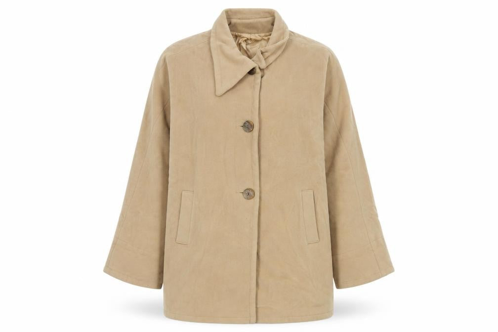 Wallis Women Beige Wool Cashmere Blend Coat Size 12 Classic Buttoned Style