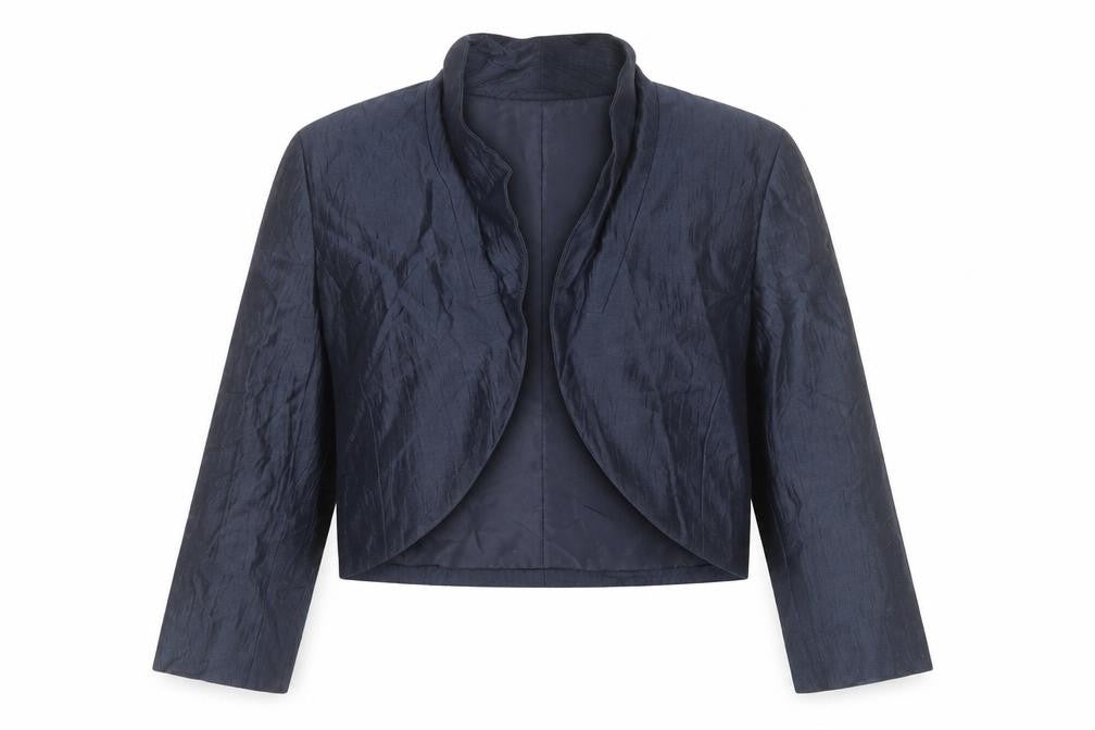 Precis Womens Blue Linen Blend Cropped Blazer UK 16 Shawl Collar