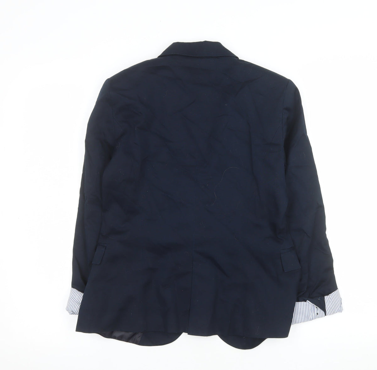Zara Basic Women's Navy Blue Cotton Blazer Jacket M Classic Fit
