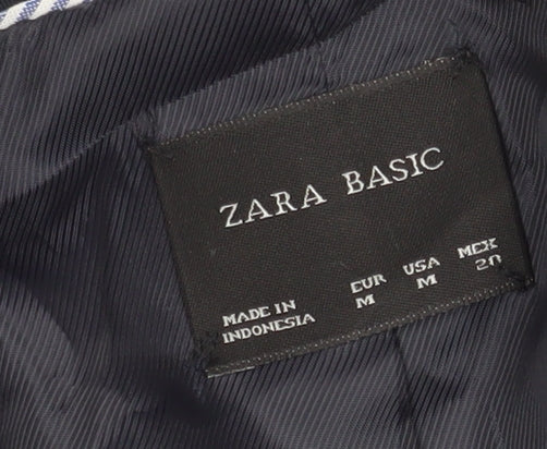 Zara Basic Women's Navy Blue Cotton Blazer Jacket M Classic Fit