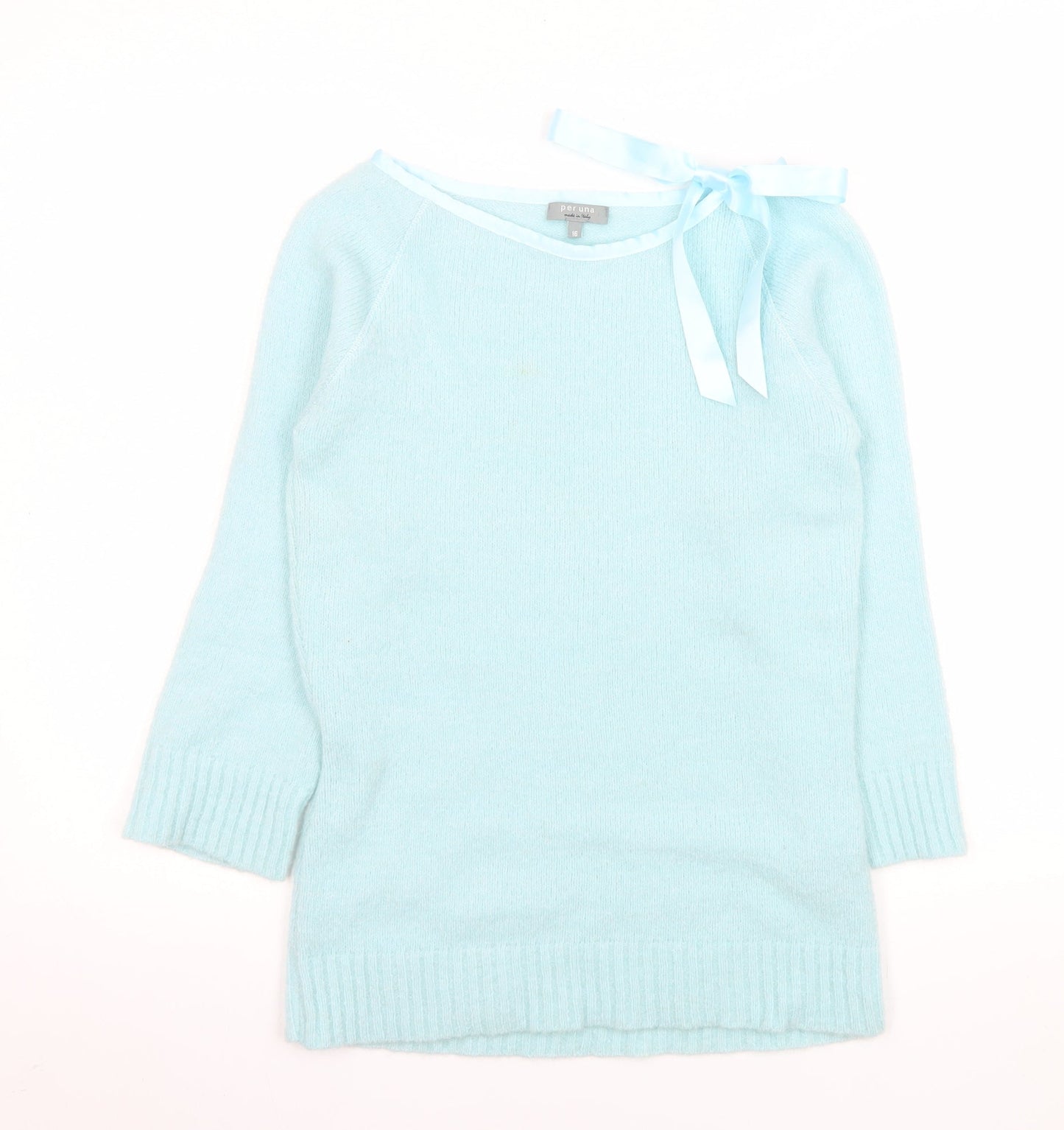 Marks and Spencer Per Una Women’s Blue Bow Knit Jumper Size 16