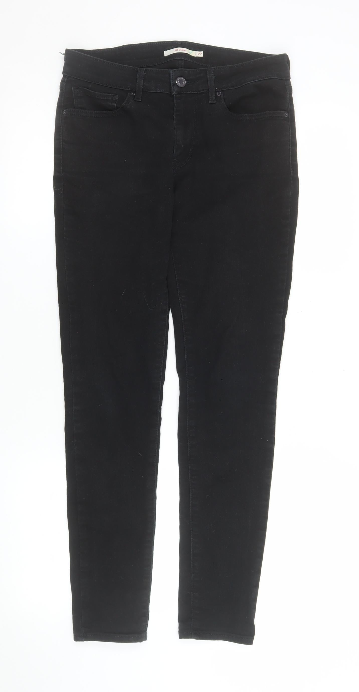 Levi's Women Black 711 Skinny Mid-Rise Stretch Denim Jeans Size 27