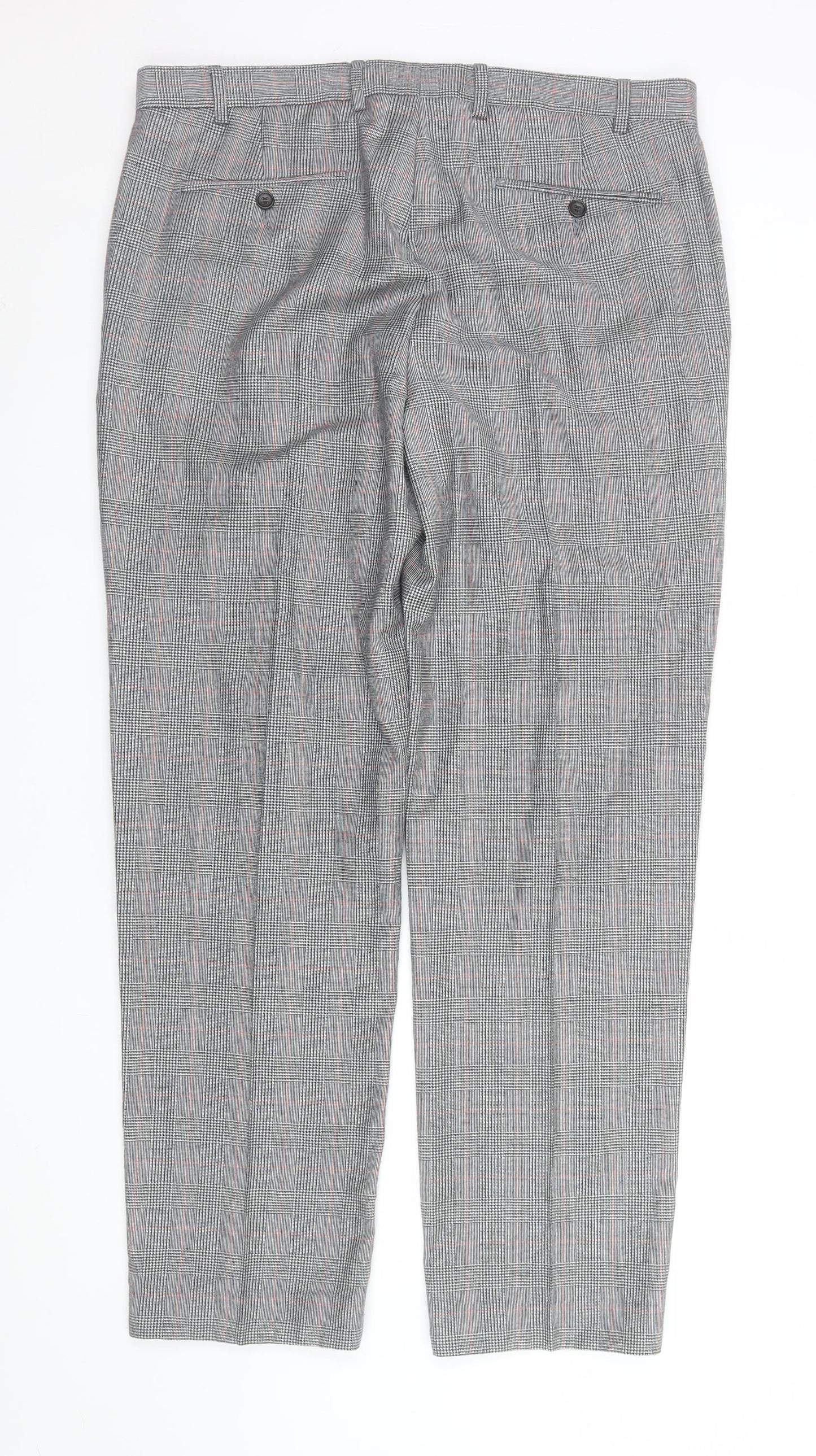 Marks and Spencer Mens Grey Check Wool Dress Pants 36R Regular Fit