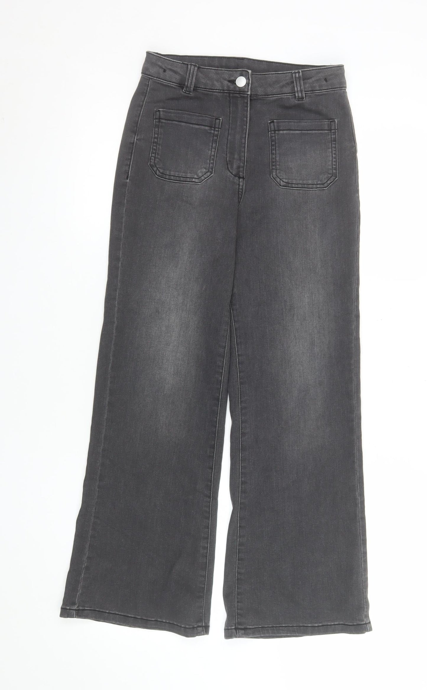 Next Girls Grey Wide-Leg Stretch Jeans 10 Years High Rise Casual