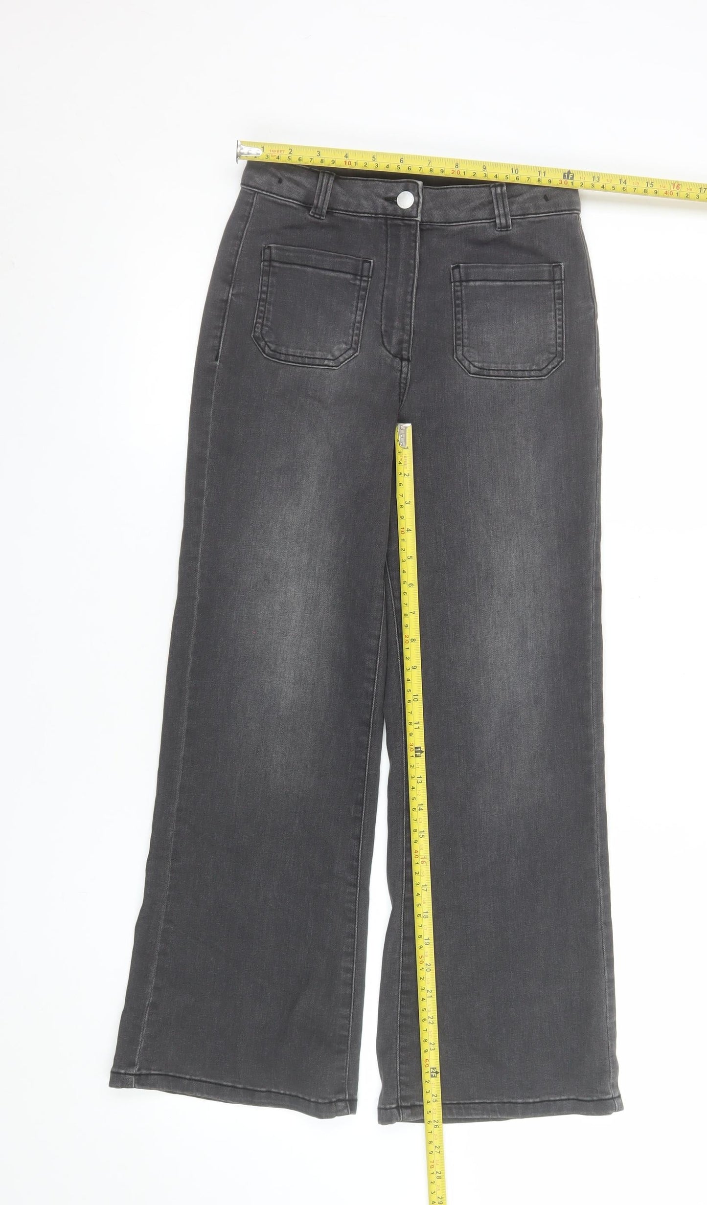 Next Girls Grey Wide-Leg Stretch Jeans 10 Years High Rise Casual