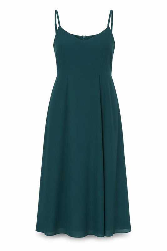 Rewritten Women's Green Long Slip Dress Size S V-Neck Sleeveless