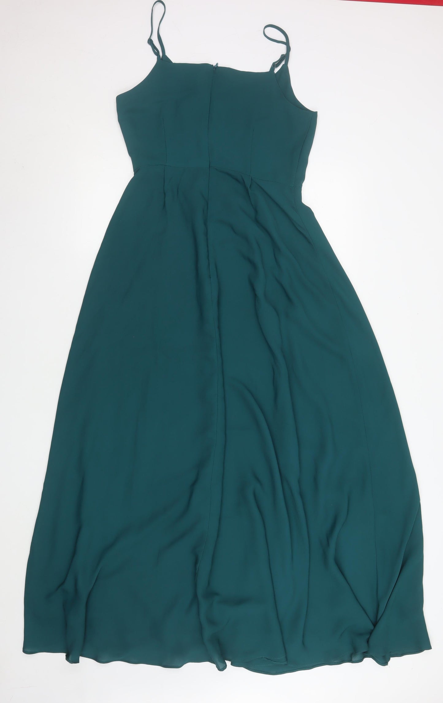 Rewritten Women's Green Long Slip Dress Size S V-Neck Sleeveless