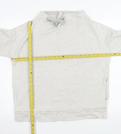 Back view of COS Women’s Grey Speckled Bow Neck Pullover Sweatshirt, size UK 12