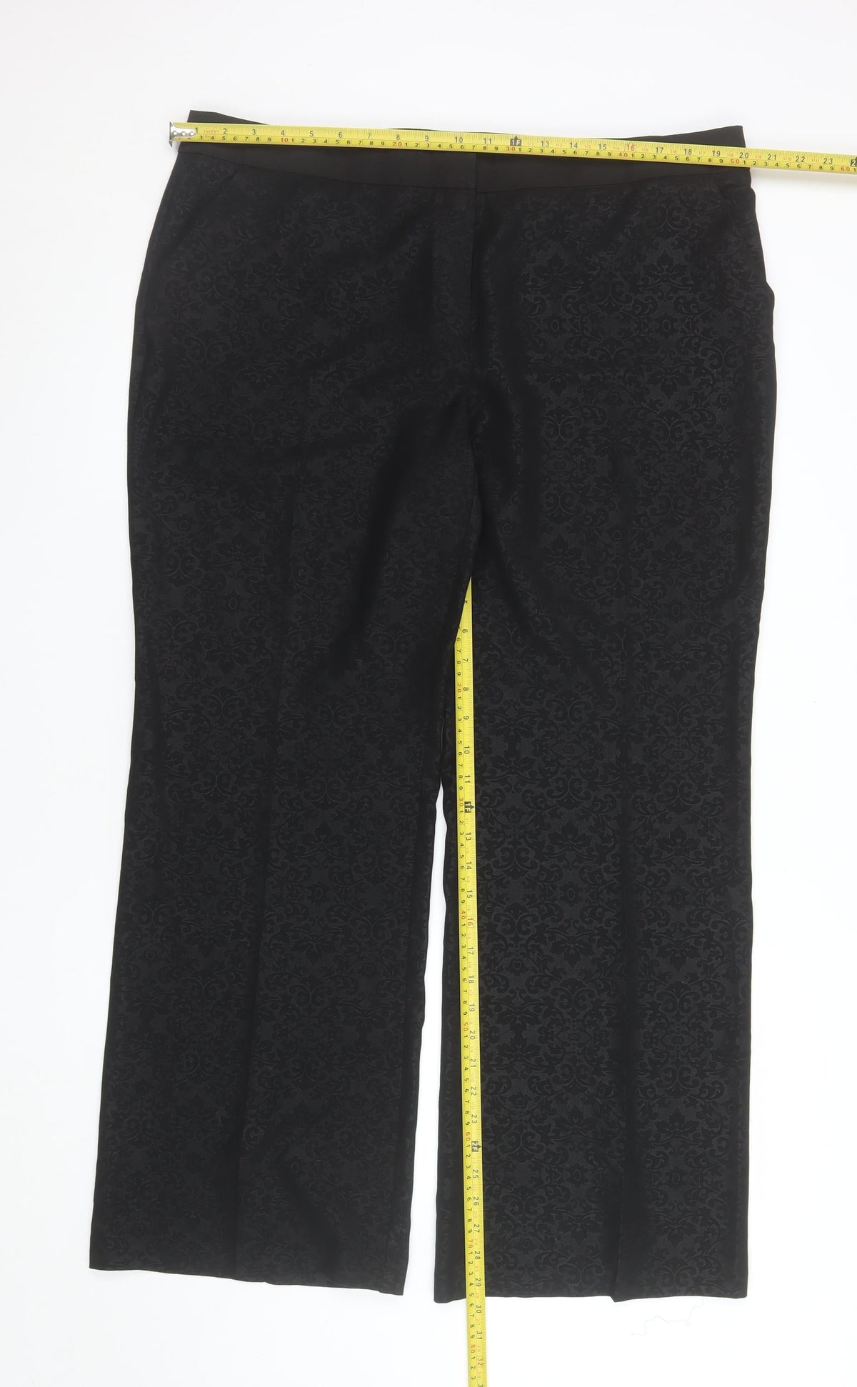 Next Women’s Black Floral Jacquard Dress Pants Size 18 Regular