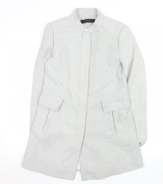 Zara Women Grey Mid-Length Overcoat Size 12 Lined Classic Style
