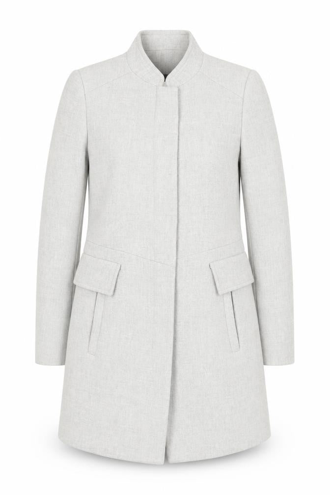 Zara Women Grey Mid-Length Overcoat Size 12 Lined Classic Style