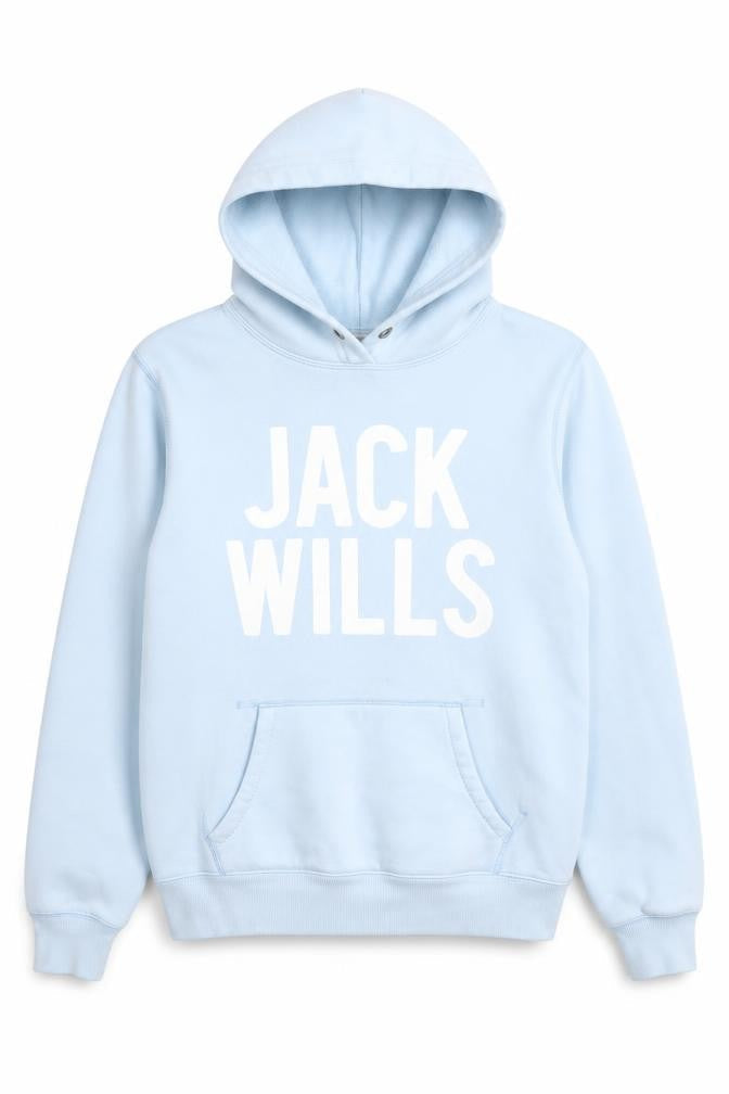 Jack Wills Women Blue Pullover Hoodie UK 12 Casual Logo Cotton Blend