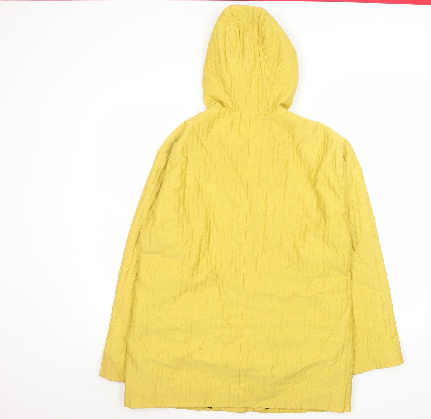 Hobbs Women’s Yellow Hooded Mid-Length Rain Coat Size 10 Cotton Blend