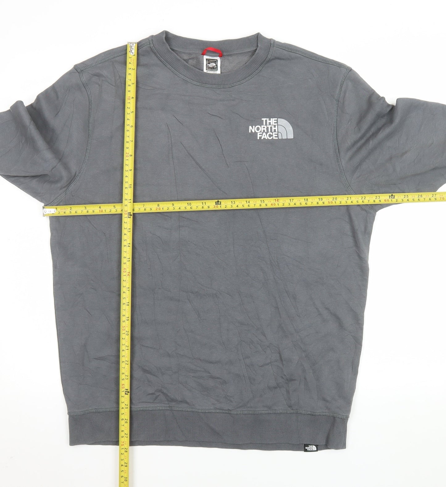 The North Face Mens Grey L Pullover Sweatshirt Crew Neck Logo