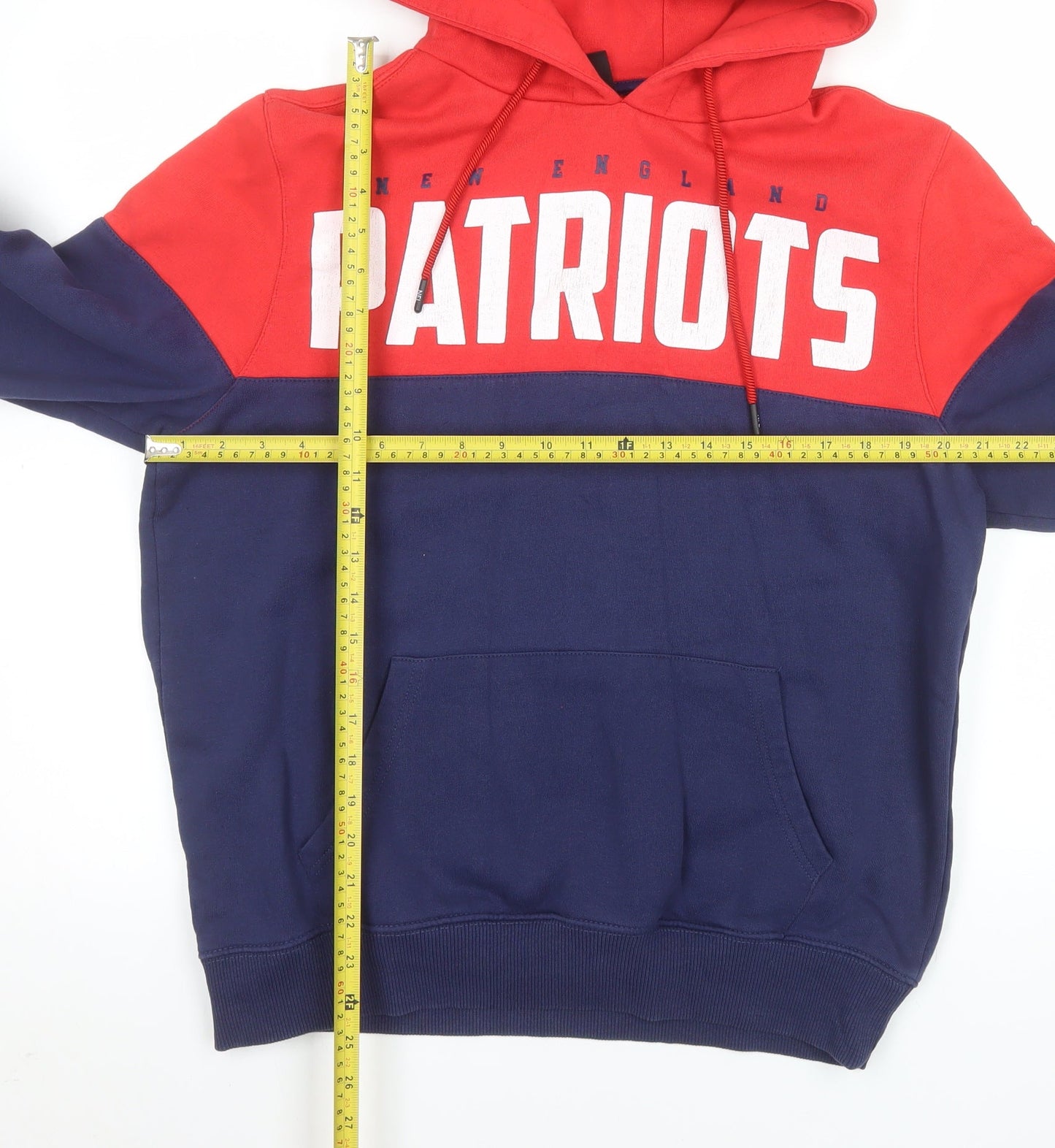 NFL Team Apparel Men’s Red Blue New England Patriots Pullover Hoodie M