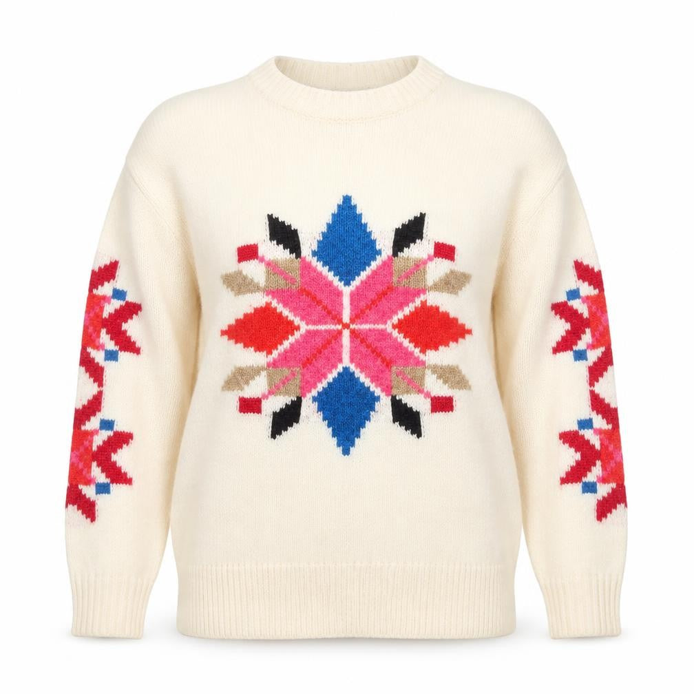 Marks & Spencer Womens Ivory Fair Isle Knit Jumper XS