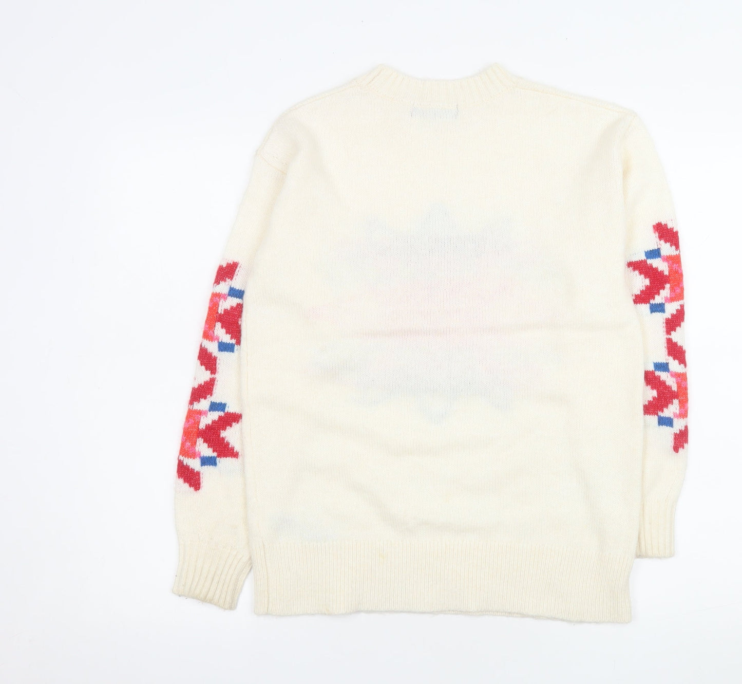 Marks and Spencer Womens Ivory Fair Isle Knit Jumper XS