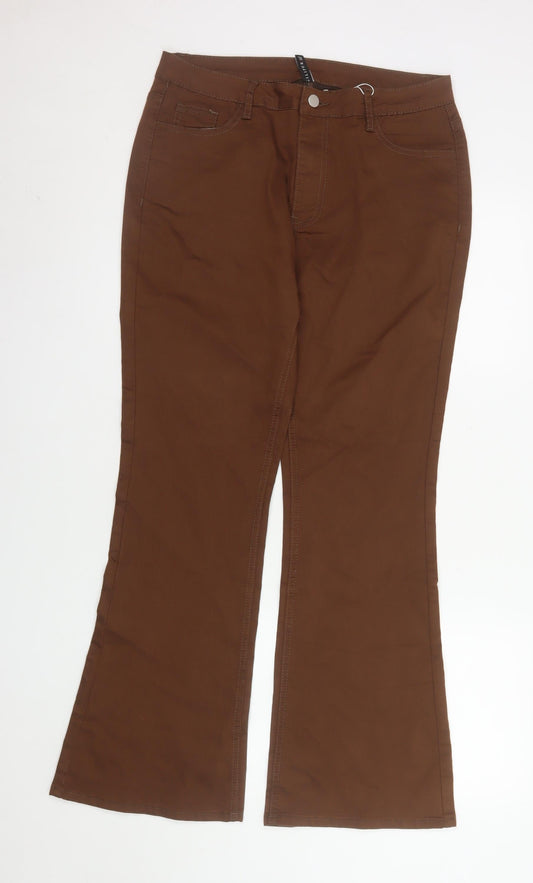 Gilipur Women’s Dark Khaki Flared Trousers XL Cotton Blend