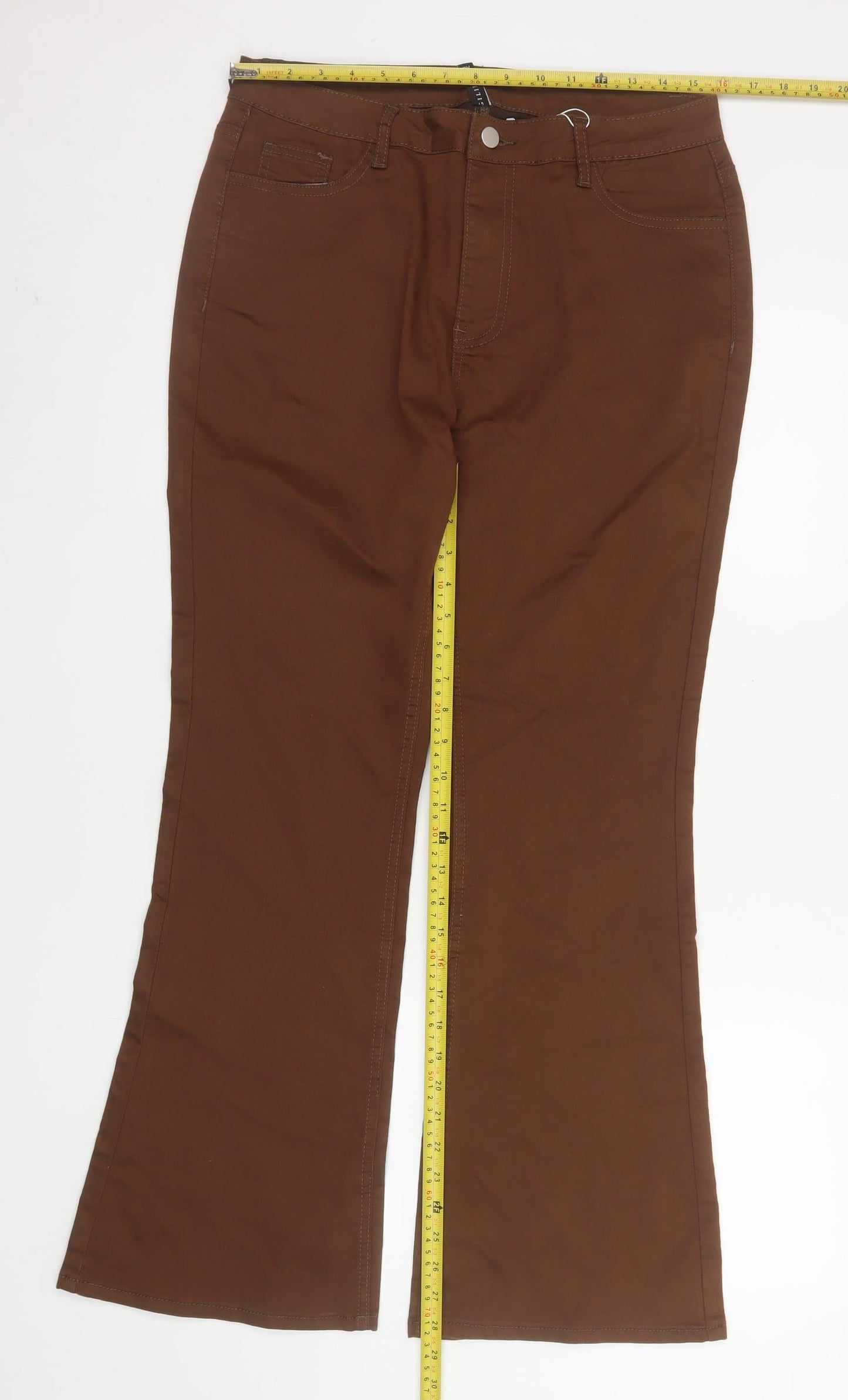 Gilipur Women’s Dark Khaki Flared Trousers XL Cotton Blend