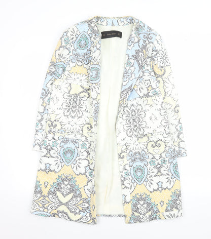 Zara Basic Womens Multicoloured Medium Long Blazer Jacket Cotton Blend