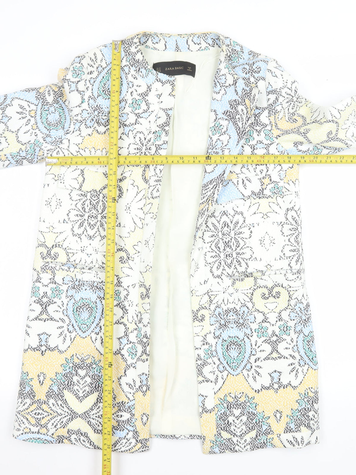 Zara Basic Womens Multicoloured Medium Long Blazer Jacket Cotton Blend
