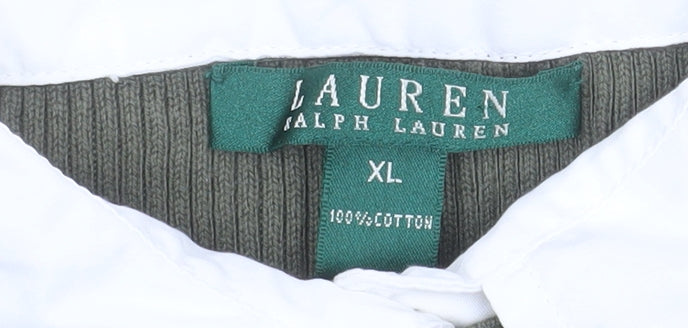 Ralph Lauren Women's Green Collared Button-Up Long Sleeve Top XL